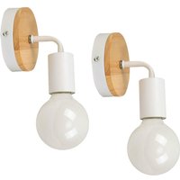 Axhup - Wandleuchte Innen 2 Stück, Vintage Wandlampe 180° Drehbare, Wandstrahler E27 Fassung für Schlafzimmer Wohnzimmer Treppen (Weiß) von AXHUP