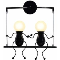 Wandleuchte Kreatives, Moderne Einfache Humanoid Wand Lampe im Schwingen Form Eisen Halter Innen E27 Art Deco Doppelt Cartoon Lampe für Wohnzimmer von AXHUP