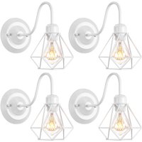 Axhup - Wandleuchte Vintage, Mini Diamant Form Wamp Lampe im Industri Design, Decor Lampe mit Käfig für Wohnzimmer Esszimmer Weiß 4PCS von AXHUP