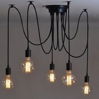 Axhup - diy E27 Industrial Hängelampenschirm mit Retro-Fassung einstellbare Länge 1,5 m Draht (5 Arme) von AXHUP