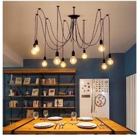 DIY E27 Industrial Hängelampenschirm mit Retro-Fassung einstellbare Länge 2,0 m Draht (10 Arme) von AXHUP