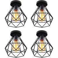 Axhup - Deckenlampe, Deckenleuchte im Retro Look, Material: Stahl, Farbe: Schwarz, Fassung: E27 Schwarz - 4PCS von AXHUP