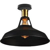 Deckenlampe 27cm Deckenleuchte Industriell Vintage Eisen Lampenschirm Schwarz Lampe für Flur, Balkon, Treppe - 1 Pack von AXHUP