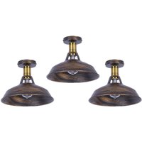 Axhup - Deckenlampe Industriell Vintage Deckenleuchte Eisen 27cm Lampenschirm Bronze Lampe für Flur, Balkon, Treppe - 3 Pack von AXHUP