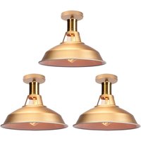 Axhup - Deckenlampe Industriell Vintage Deckenleuchte Eisen 27cm Lampenschirm Gold und Weiß Lampe für Flur, Balkon, Treppe - 3 Pack von AXHUP