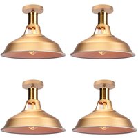 Deckenlampe Industriell Vintage Deckenleuchte Eisen 27cm Lampenschirm Gold und Weiß Lampe für Flur, Balkon, Treppe - 4 Pack von AXHUP