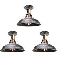 Deckenlampe Industriell Vintage Deckenleuchte Eisen 27cm Lampenschirm Grau Lampe für Flur, Balkon, Treppe - 3 Pack von AXHUP