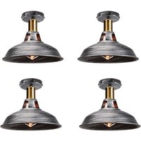 Deckenlampe Industriell Vintage Deckenleuchte Eisen 27cm Lampenschirm Grau Lampe für Flur, Balkon, Treppe - 4 Pack von AXHUP