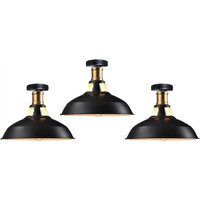 Axhup - Deckenlampe Industriell Vintage Deckenleuchte Eisen 27cm Lampenschirm Schwarz&Weiß Lampe für Flur, Balkon, Treppe - 3 Pack von AXHUP