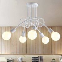 Axhup - Deckenlampe Vintage Industriell Stil Deckleuchte Spinne Eisen Innenlicht E27 für Wohnzimmer Schlafzimmer 5 Flammig Weiß von AXHUP