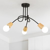 Axhup - Deckenlampe Vintage Industriell Stil Deckleuchte Spinne Eisen Kronleuchter Innen E27 für Wohnzimmer Schlafzimmer Schwarz und Holzfarbe 3 von AXHUP