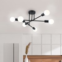 Deckenleuchte 6x E27 Pendelleuchte Vintage Industrial Innenlicht Lampe für Küche Schlafzimmer Wohnzimmer Schwarz von AXHUP