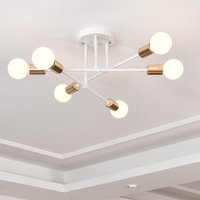 Deckenleuchte 6x E27 Pendelleuchte Vintage Industrial Innenlicht Lampe für Küche Schlafzimmer Wohnzimmer Weiß + Kupfer von AXHUP