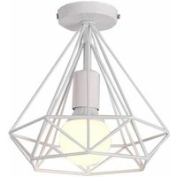 Axhup - Deckenleuchte Diamant Form Vintage Deckenlampe mit Käfig Antik Semi-Flush Mount Licht E27 Lampenfassung für Esszimmer Schlafzimmer Loft (Weiß) von AXHUP