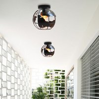 Deckenleuchte Kugel, Deckenlampe im Ø20cm Globus Design, Industrielle Kronleuchter mit Eisen Käfig für Wohnzimmer Schlafzimmer Flur Schwarz 2PCS von AXHUP