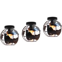 Deckenleuchte Kugel, Deckenlampe im Ø20cm Globus Design, Industrielle Kronleuchter mit Eisen Käfig für Wohnzimmer Schlafzimmer Flur Schwarz 3PCS von AXHUP