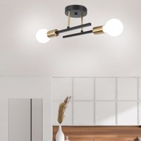 Axhup - Deckenleuchte Retro Industriell Deckenleuchte 2 Lichter E27 Leuchter Schwarz und Kupfer von AXHUP