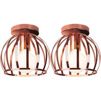 Deckenleuchte Rosegold Vintage Runden Deckenlampe mit Ø19cm Drahtkäfig Semi-Flush Mount Licht E27 Lampenfassung für Esszimmer Schlafzimmer Loft Bar von AXHUP