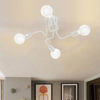 Deckenleuchte Spinne Deckenlampe Industri Stil Semi-Flush Mount Licht mit E27 Lampenfassung für Flur Esszimmer Schlafzimmer - 4 Flammig Weiß von AXHUP