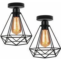 Axhup - Deckenleuchte Vintage, 1 Flammig Deckenlampe im Industri Stil, Art Diamant Lampe mit Käfig für Wohnzimmer Schlafzimmer Esszimmer Schwarz 2PCS von AXHUP