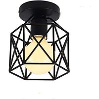Axhup - Deckenleuchte Vintage Deckenlampe mit Ø15cm Würfel-Form Käfig Semi-Flush Mount Licht mit E27 Fassung für Loft Esszimmer Schlafzimmer Schwarz von AXHUP