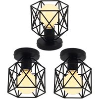 Deckenleuchte Vintage Deckenlampe mit Ø15cm Würfel-Form Käfig Semi-Flush Mount Licht mit E27 Fassung für Loft Esszimmer Schlafzimmer Schwarz 3PCS Deckenleuchte Vintage Deckenlampe mit Ø15cm Würfel-Form Käfig Semi-Flush Mount Licht mit E27 Fassung für Loft Esszimmer Schlafzimmer Schwarz 3PCS von AXHUP