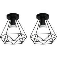 Axhup - Deckenleuchte Vintage Industri Diamant Deckenlampe mit Ø20cm Käfig Semi-Flush Mount Eisen Licht E27 Lampenfassung für Esszimmer Schlafzimmer von AXHUP