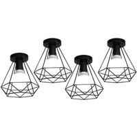 Deckenleuchte Vintage Industri Diamant Deckenlampe mit Ø20cm Käfig Semi-Flush Mount Eisen Licht E27 Lampenfassung für Esszimmer Schlafzimmer Loft Bar von AXHUP