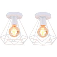 Deckenleuchte Vintage Industri Diamant Deckenlampe mit Ø20cm Käfig Semi-Flush Mount Eisen Licht E27 Lampenfassung für Esszimmer Schlafzimmer Loft Bar von AXHUP