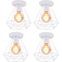 Deckenleuchte Vintage Industri Diamant Deckenlampe mit Ø20cm Käfig Semi-Flush Mount Eisen Licht E27 Lampenfassung für Esszimmer Schlafzimmer Loft Bar von AXHUP