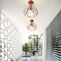 Deckenleuchte Vintage Semi-Flush Mount Deckenlampe mit Diamant Form Käfig Antik Licht E27 Lampenfassung für Loft Esszimmer Schlafzimmer Rosegold 2PCS Deckenleuchte Vintage Semi-Flush Mount Deckenlampe mit Diamant Form Käfig Antik Licht E27 Lampenfassung für Loft Esszimmer Schlafzimmer Rosegold 2PCS von AXHUP