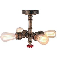 Deckenleuchte Wasserrohr, 4 Flammig Eisen Deckenlampe, Kronleuchter E27 Fassung für Wohnzimmer Schlafzimmer Esszimmer (Rost) von AXHUP