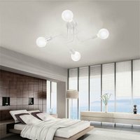 Axhup - Deckenleuchte Weiß 4 Flammig Spinne Deckenlampe Industri Stil Semi-Flush Mount Licht mit E27 Lampenfassung für Flur Esszimmer Schlafzimmer von AXHUP