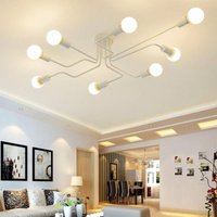 Axhup - Deckenleuchte Weiß 8 Flammig Spinne Deckenlampe Industri Stil Semi-Flush Mount Licht mit E27 Lampenfassung für Flur Esszimmer Schlafzimmer von AXHUP