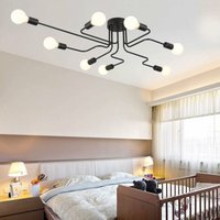 Axhup - Deckenleuchte mit 8 Spots Design Retro Industriell Deckenlampe aus Eisen E27 Leuchter für Schlafzimmer, Küche, Wohnzimmer, Schwarz von AXHUP