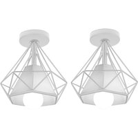 Deckleuchte Diamant Vintage Industriell Stil Deckenlampe mit Ø20cm Lampenschirm Innen E27 Fassung für Wohnzimmer Schlafzimmer Flur Weiß 2PCS von AXHUP