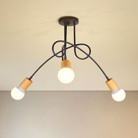 Deckleuchte Vintage Industriell Stil Deckenlampe Spinne Eisen Kronleuchter mit E27 Fassung Innen für Wohnzimmer Schlafzimmer 3 Flammig Schwarz und von AXHUP