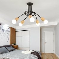 Deckleuchte Vintage Industriell Stil Deckenlampe Spinne Eisen Kronleuchter mit E27 Fassung Innen für Wohnzimmer Schlafzimmer 5 Flammig Schwarz und von AXHUP