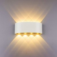 Industriell 8W led Wandleuchte Innenbeleuchtung aus Aluminium Up & Down Wandlampe für Wohnzimmer Dachgeschoss Korridor - Weiß, Warmweißes Licht von AXHUP