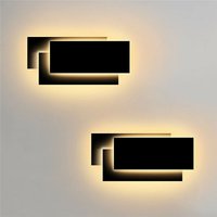 Led Wandleuchten Innen, 24W Moderne Aluminium Wandbeleuchtung, Wandlampe für Wohnzimmer Schlafzimmer Treppenhaus Flur Schwarz + Warmweiß 2PCS von AXHUP