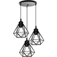 Axhup - Pendelleuchte, 3 Flammig Scheibenleuchter im Industri Stil, Antik Hängelampe mit Ø16cm Mini Diamant-Form Käfig E27 Halter für Wohnzimmer von AXHUP