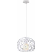 Pendelleuchte, Moderne Kronleuchter mit Ø24cm Runden Käfig, Industrielle Stil Hängelampe, Art Licht E27 Fassang (Weiß) von AXHUP