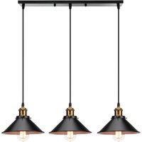 Pendelleuchte 3 Flammig Kronleuchter Industrielle Stil Hängelampe mit Ø22cm Metall Lampenschirm Regenschirm Edison Loft, Schwarz + Weiß von AXHUP