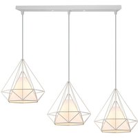 Axhup - Pendelleuchte 3 Flammig Vintage Kronleuchter aus Metall Industrielle Hängelampe mit Ø25cm Diamant Käfig für Wohnzimmer Schlafzimmer Esszimmer von AXHUP
