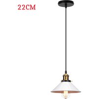 Pendelleuchte Edison Hängelampe mit Ø22cm Regenschirm Lampenschirm Eisen Art Lampe für Loft Esszimmer Wohnzimmer Weiß 1PCS von AXHUP