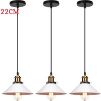 Axhup - Pendelleuchte Edison Hängelampe mit Ø22cm Regenschirm Lampenschirm Eisen Art Lampe für Loft Esszimmer Wohnzimmer Weiß 3PCS von AXHUP
