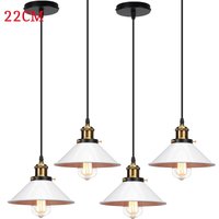 Pendelleuchte Edison Hängelampe mit Ø22cm Regenschirm Lampenschirm Eisen Art Lampe für Loft Esszimmer Wohnzimmer Weiß 4PCS von AXHUP