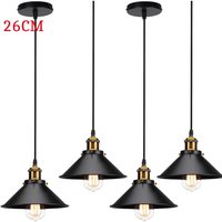 Axhup - Pendelleuchte Edison Hängelampe mit Ø26cm Regenschirm Lampenschirm Eisen Art Lampe für Loft Esszimmer Wohnzimmer Schwarz 4PCS von AXHUP