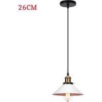 Pendelleuchte Edison Hängelampe mit Ø26cm Regenschirm Lampenschirm Eisen Art Lampe für Loft Esszimmer Wohnzimmer Weiß 1PCS von AXHUP