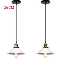 Pendelleuchte Edison Hängelampe mit Ø26cm Regenschirm Lampenschirm Eisen Art Lampe für Loft Esszimmer Wohnzimmer Weiß 2PCS von AXHUP